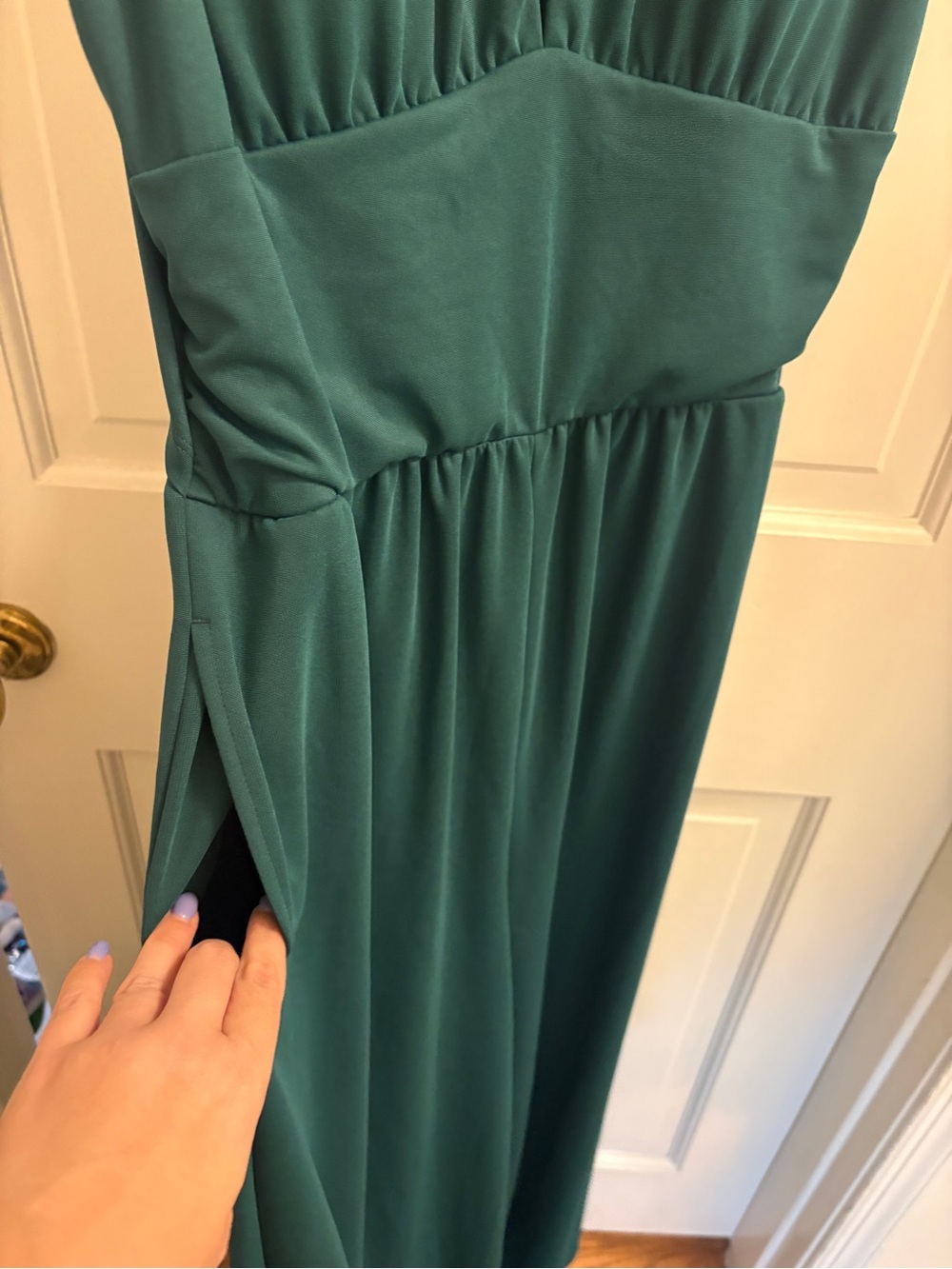 HALARA Deep V Emerald Jumpsuit - Picture 5 of 8